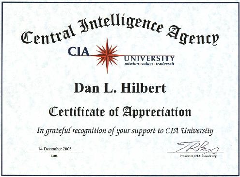CIA Award of Appreciation